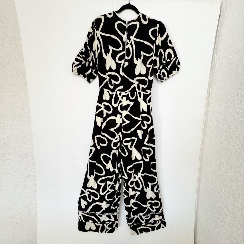 Black & White Graphic Wrap Jumpsuit - Picture 5 of 12